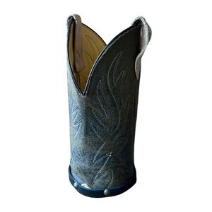 Laredo Vintage Cowboy Boot Shaft Upcycle Bottle Koozie Holder Brown Leather Vase